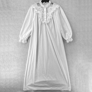 Vintage Elise Stevens Nightgown Medium White Embroidered Floral Lace Trim‎
